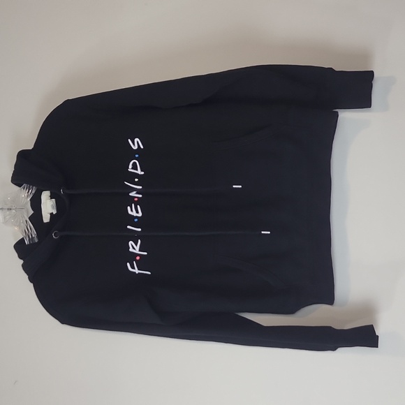 H&M L.o.g.g. WB Friends Colab "FRIENDS" Fleece Lined Pocket Hoodie Sweatshirt - Picture 2 of 13